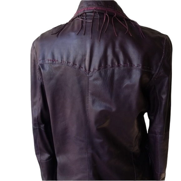 Leather Jacket Color Plum Like New - Picture 2 of 5
